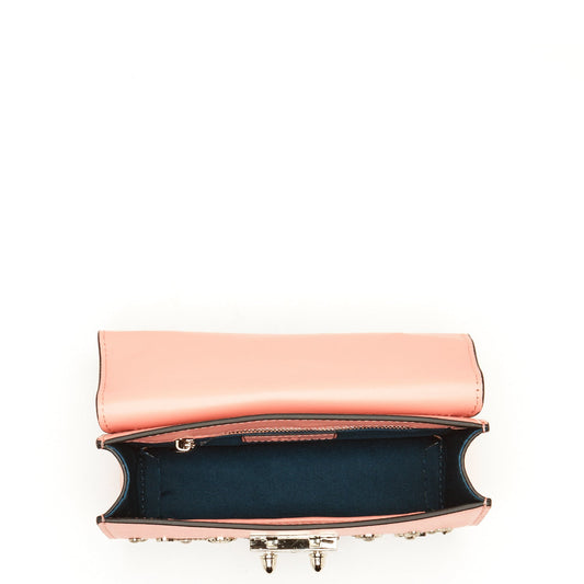 Top Open View Showing Teal Cotton Fabric Interior Lining and Pockets