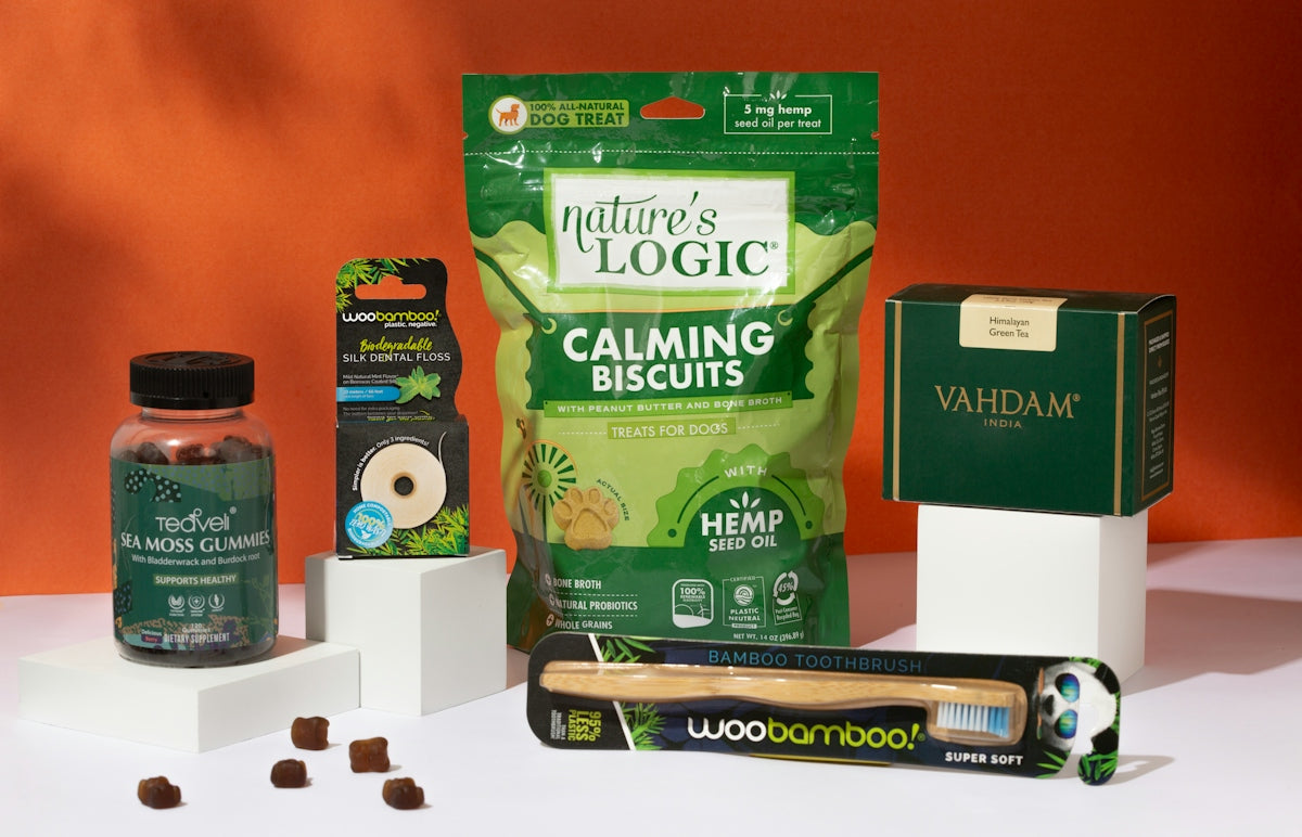a variety of natural products are displayed on a table