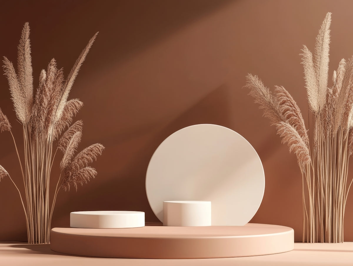 A table with a vase and a plate on it