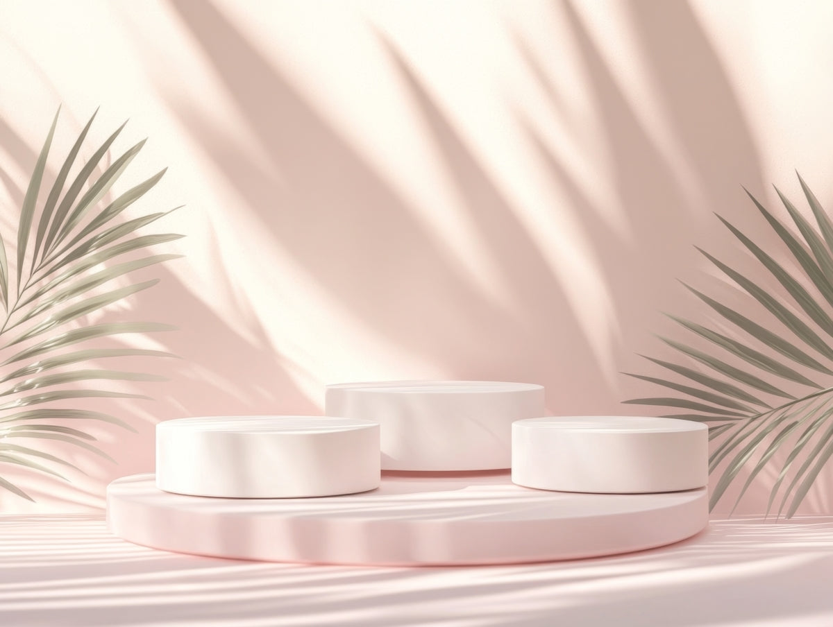 Three white containers sitting on top of a table
