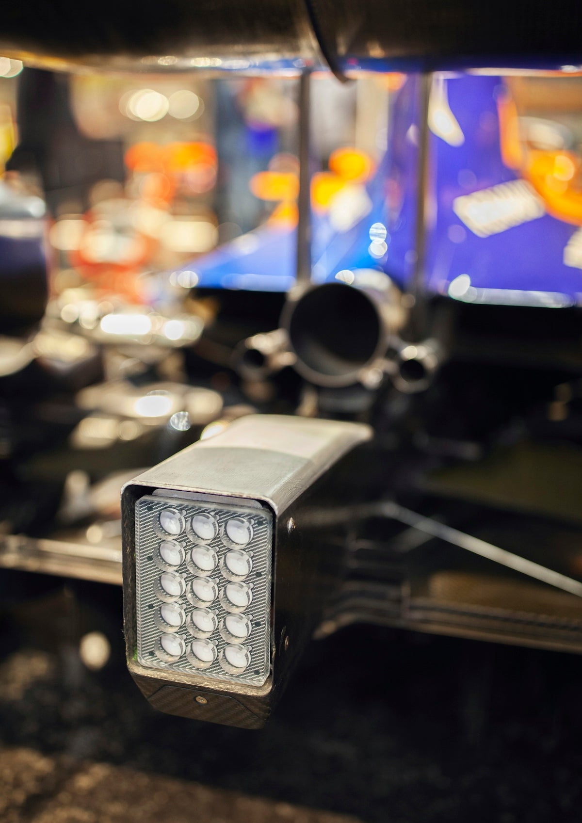 Rectangular led light on a race car's rear