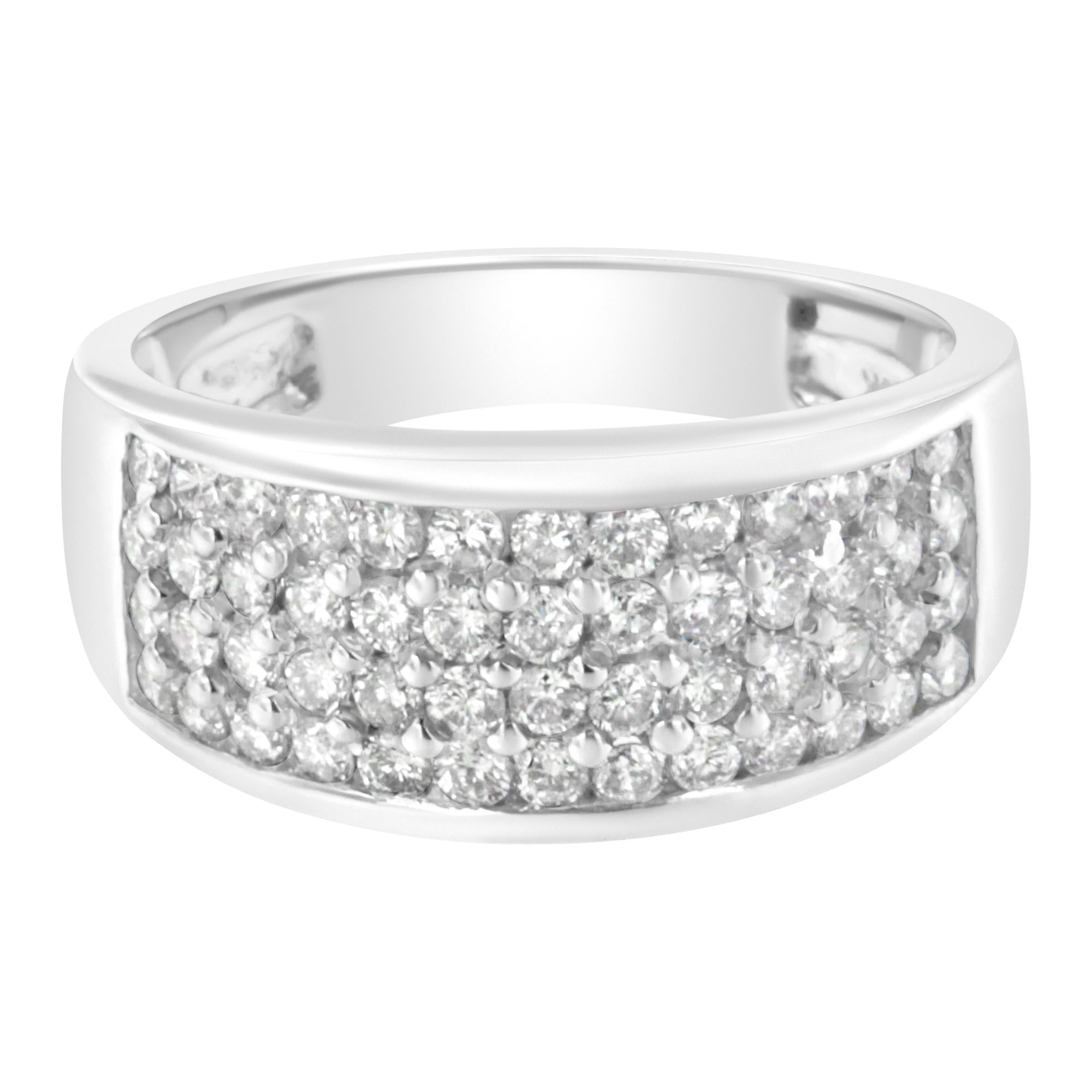 Ring - General Angle: Men's 14K White Gold 1 CTTW Round Diamond Band (H-I, SI2-I1 Wide Ring)