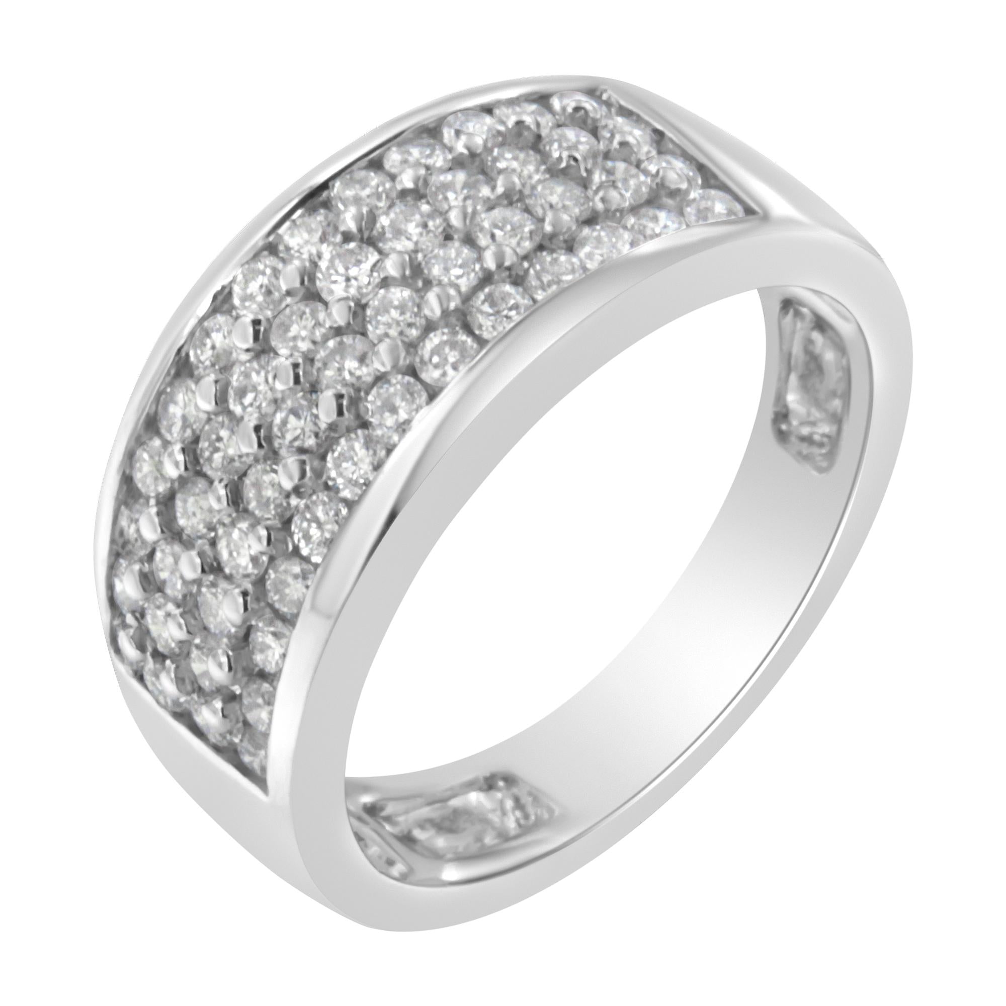 Men's 14K White Gold 1 CTTW Round Diamond Band (H-I, SI2-I1 Wide Ring)