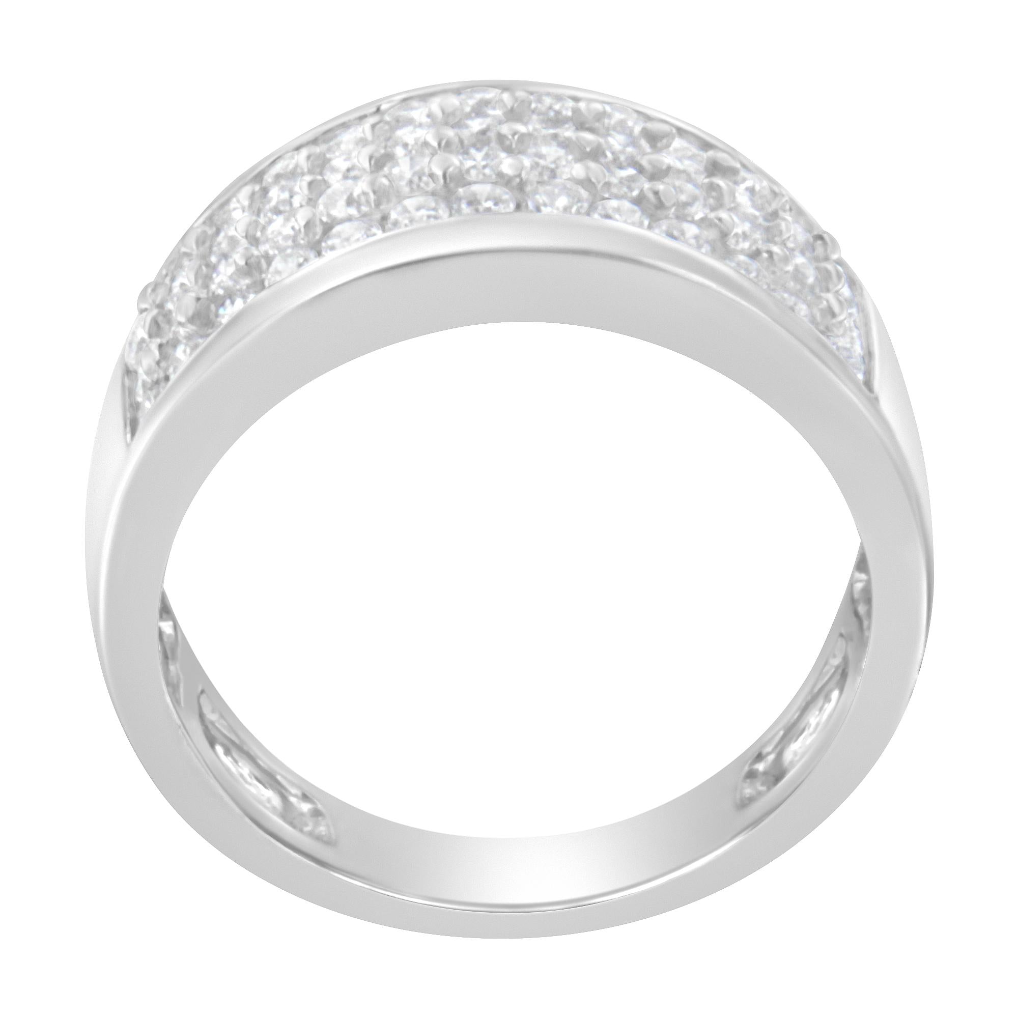 Men's 14K White Gold 1 CTTW Round Diamond Band (H-I, SI2-I1 Wide Ring)