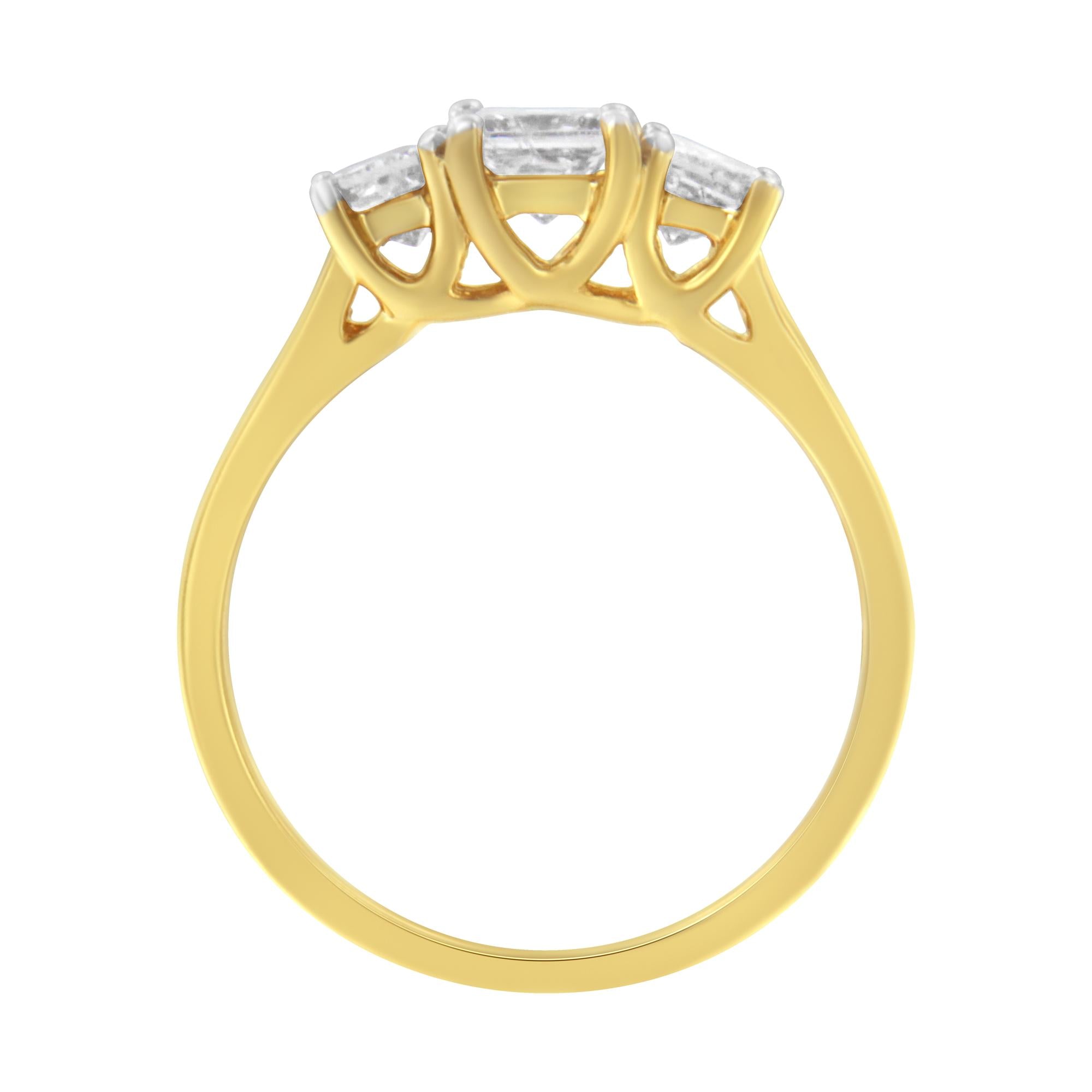 10K Yellow Gold 1 CTTW Princess Diamond Anniversary Ring