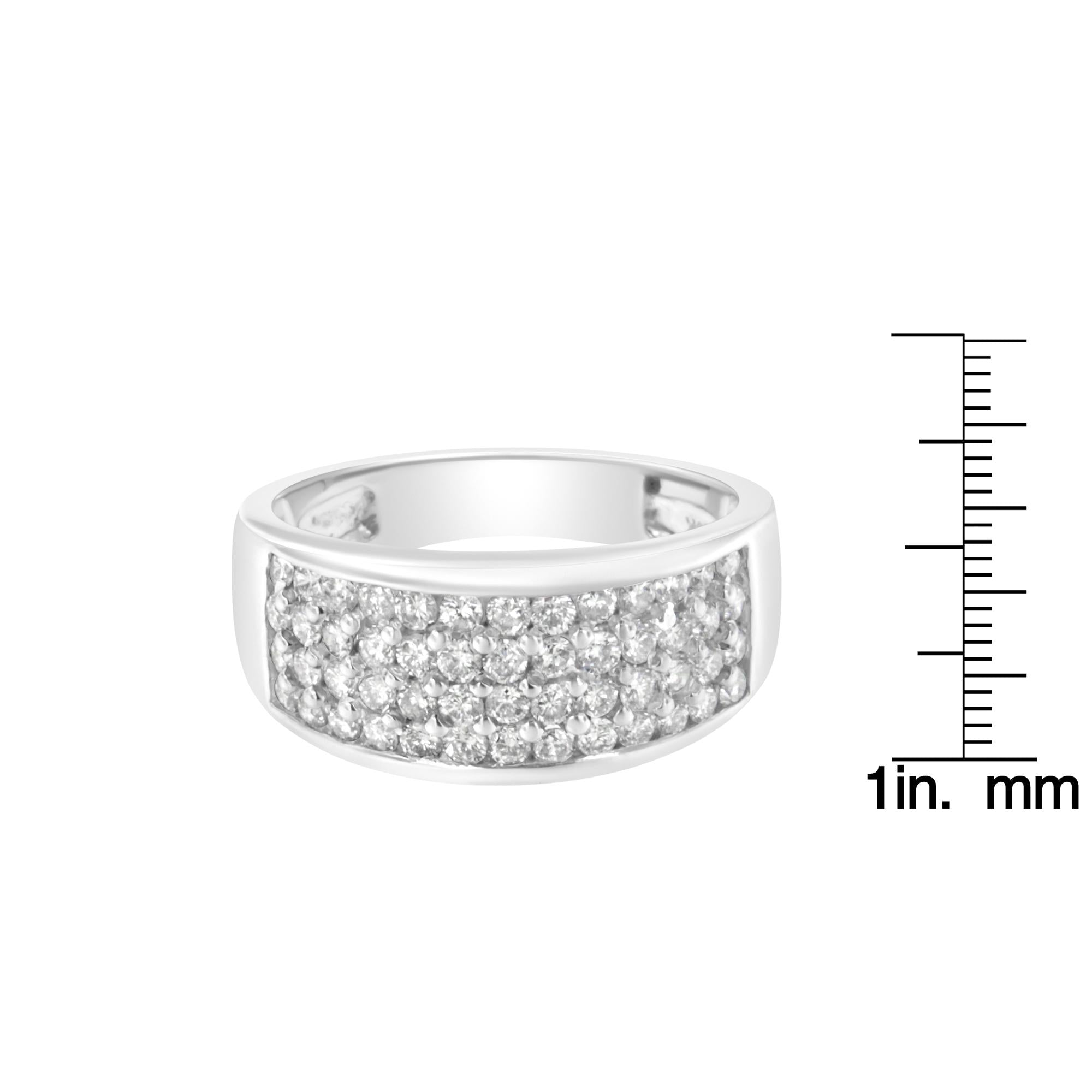 Men's 14K White Gold 1 CTTW Round Diamond Band (H-I, SI2-I1 Wide Ring) Size Chart