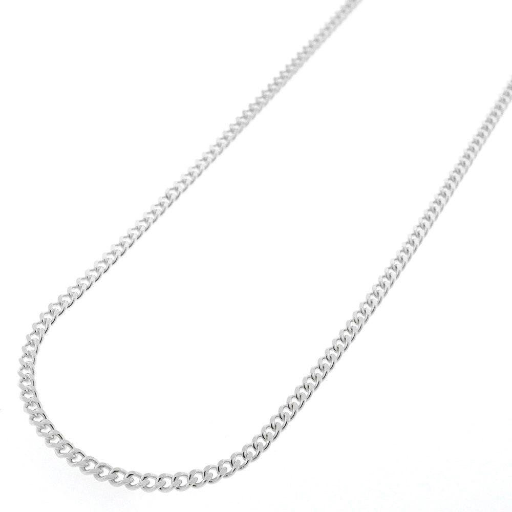 925 Sterling Silver 2MM Cuban Chain on a White Background.
