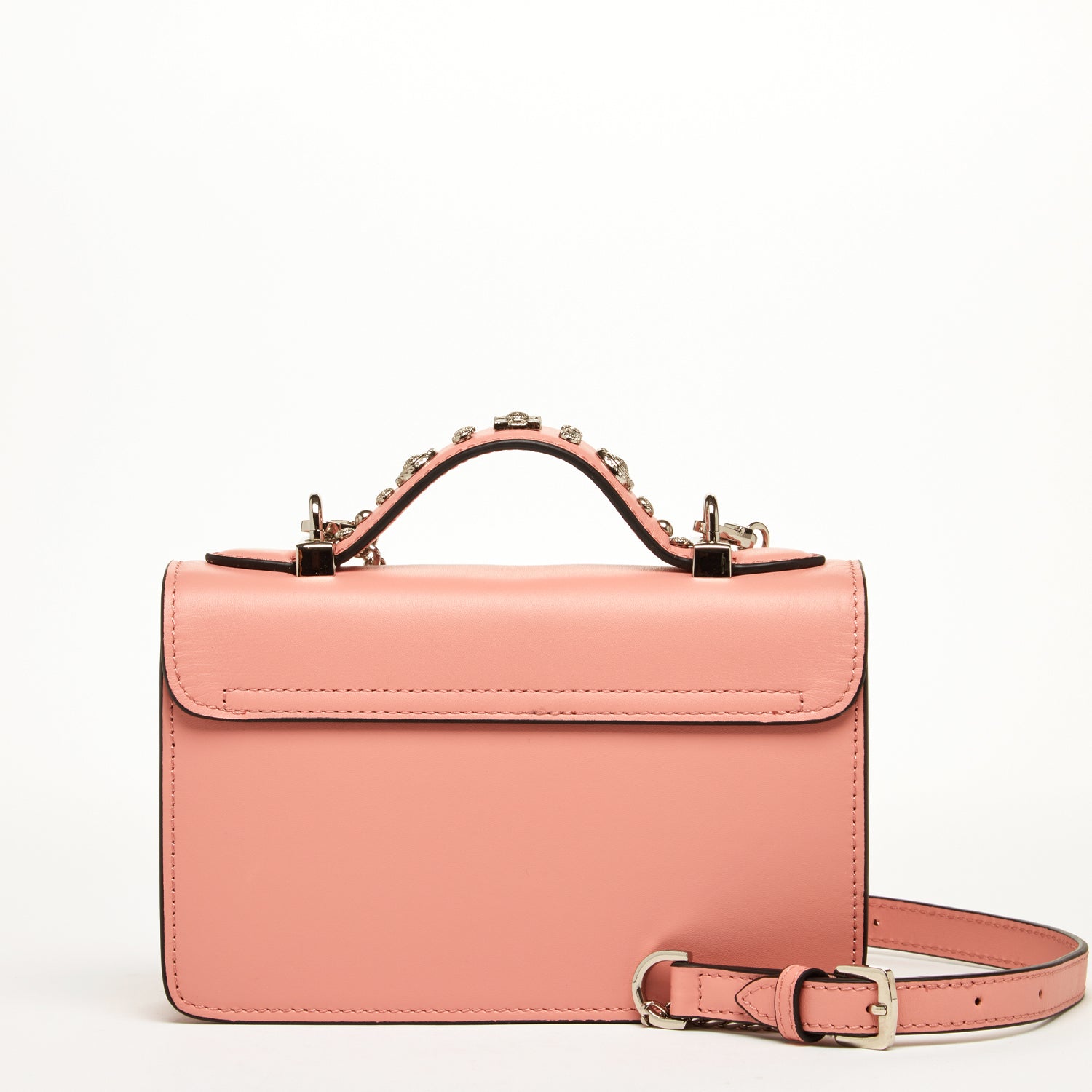 Back View of Pale Pink Leather Crossbody Purse