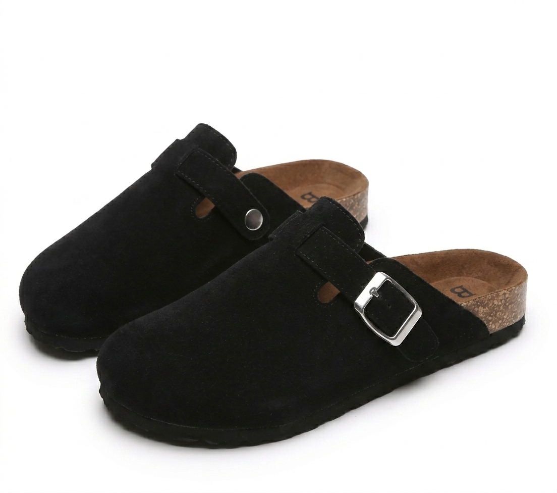 Unisex Premium Suede Boston Silhouette Clogs | Classic Cork Footbed Slip-On Sandals & Comfort Shoes | Mules