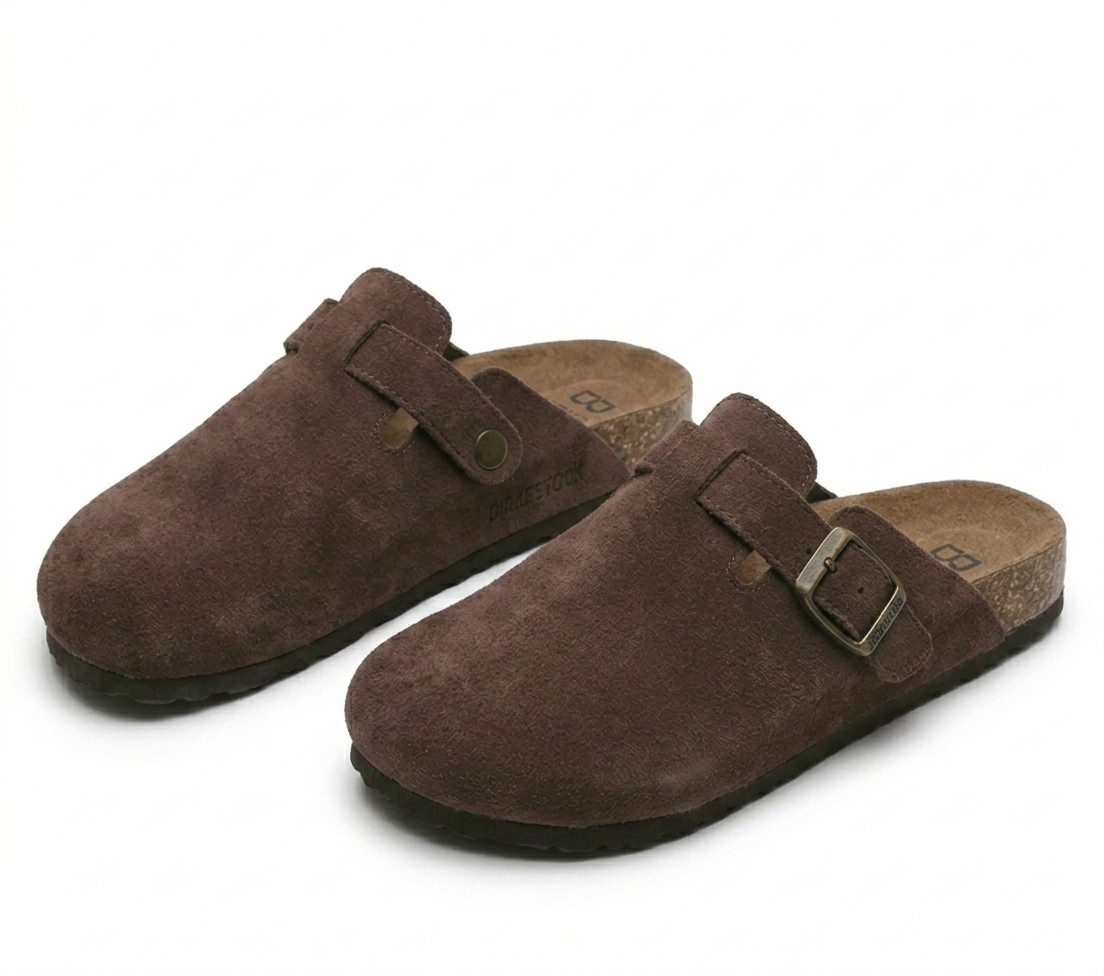 Unisex Premium Suede Boston Silhouette Clogs | Classic Cork Footbed Slip-On Sandals & Comfort Shoes | Mules