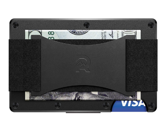 Black Ridge metal aluminum RFID wallet, slim minimalist card holder