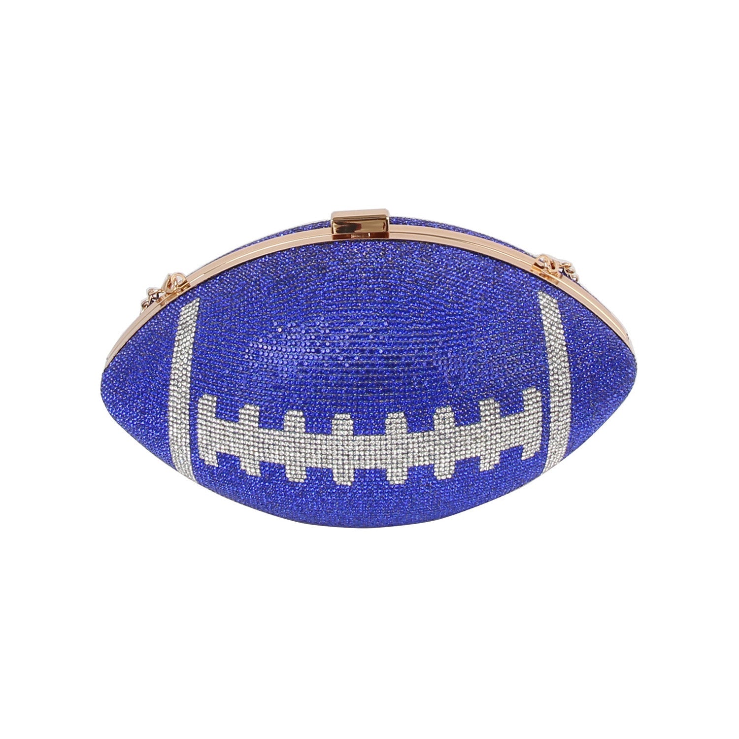 Vegan Leather Rhinestone Studded Football Crossbody Bag Front View.