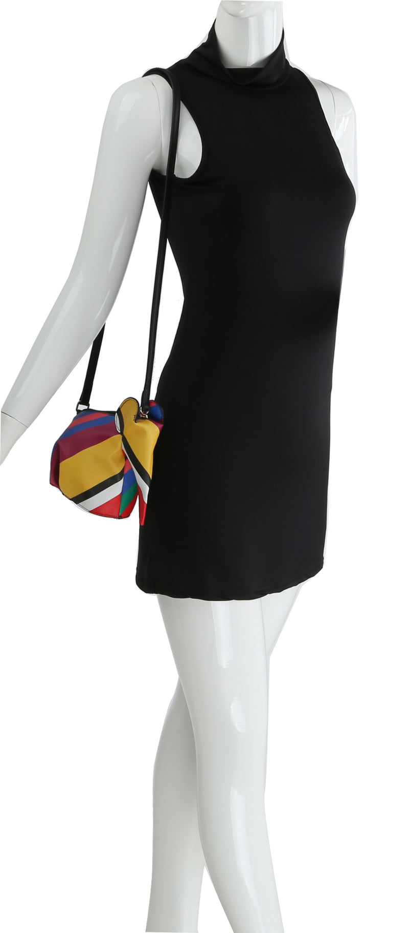 Mannequin wearing Elephant shaped Crossbody Bag with Adjustable Shoulder Strap