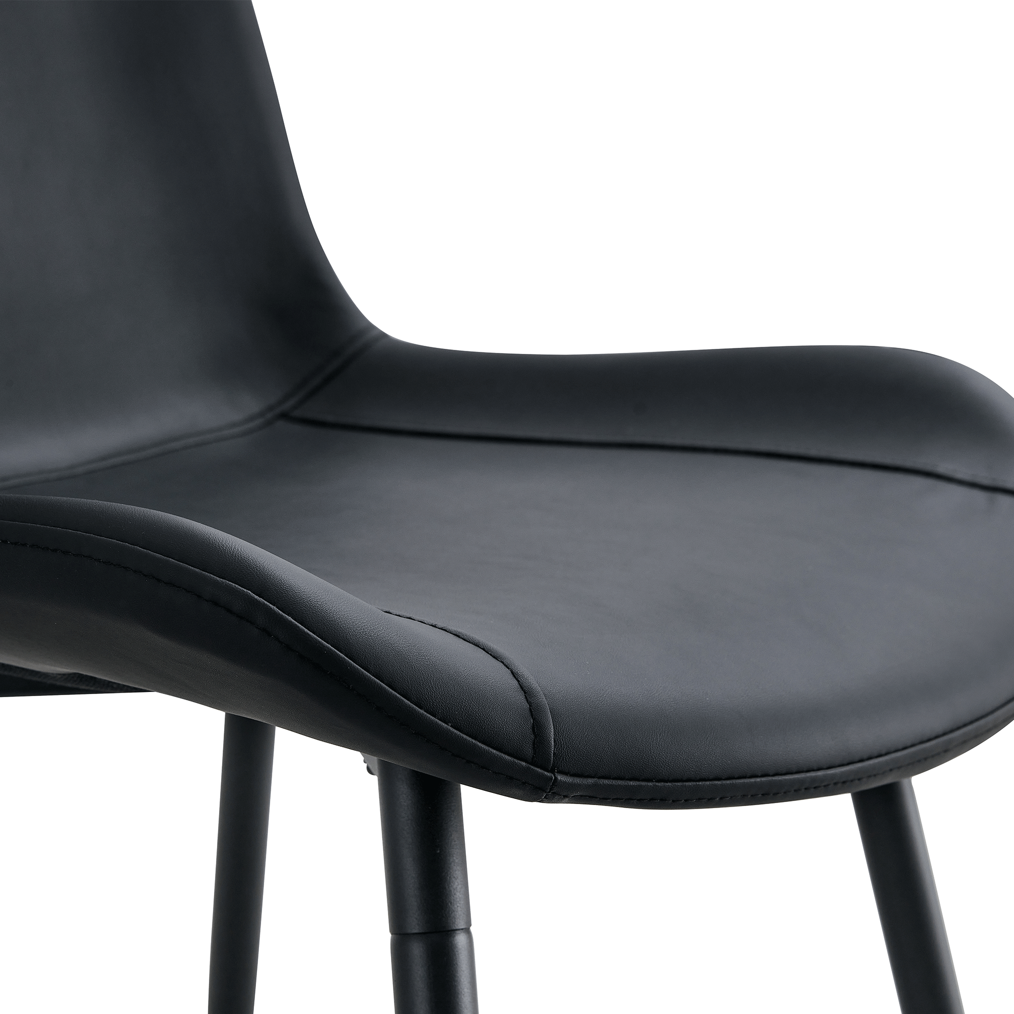 Close-up of a black chair with a white background