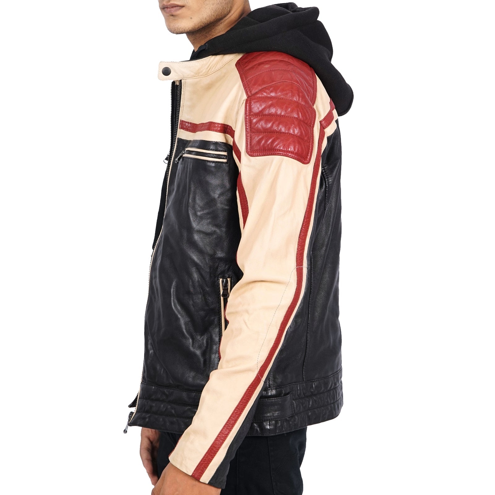 Damian Multi Colour Biker Leather Jacket