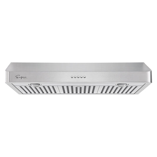 Empava 36RH12 500 CFM ducted under cabinet range hood with button controls and aluminum motors.