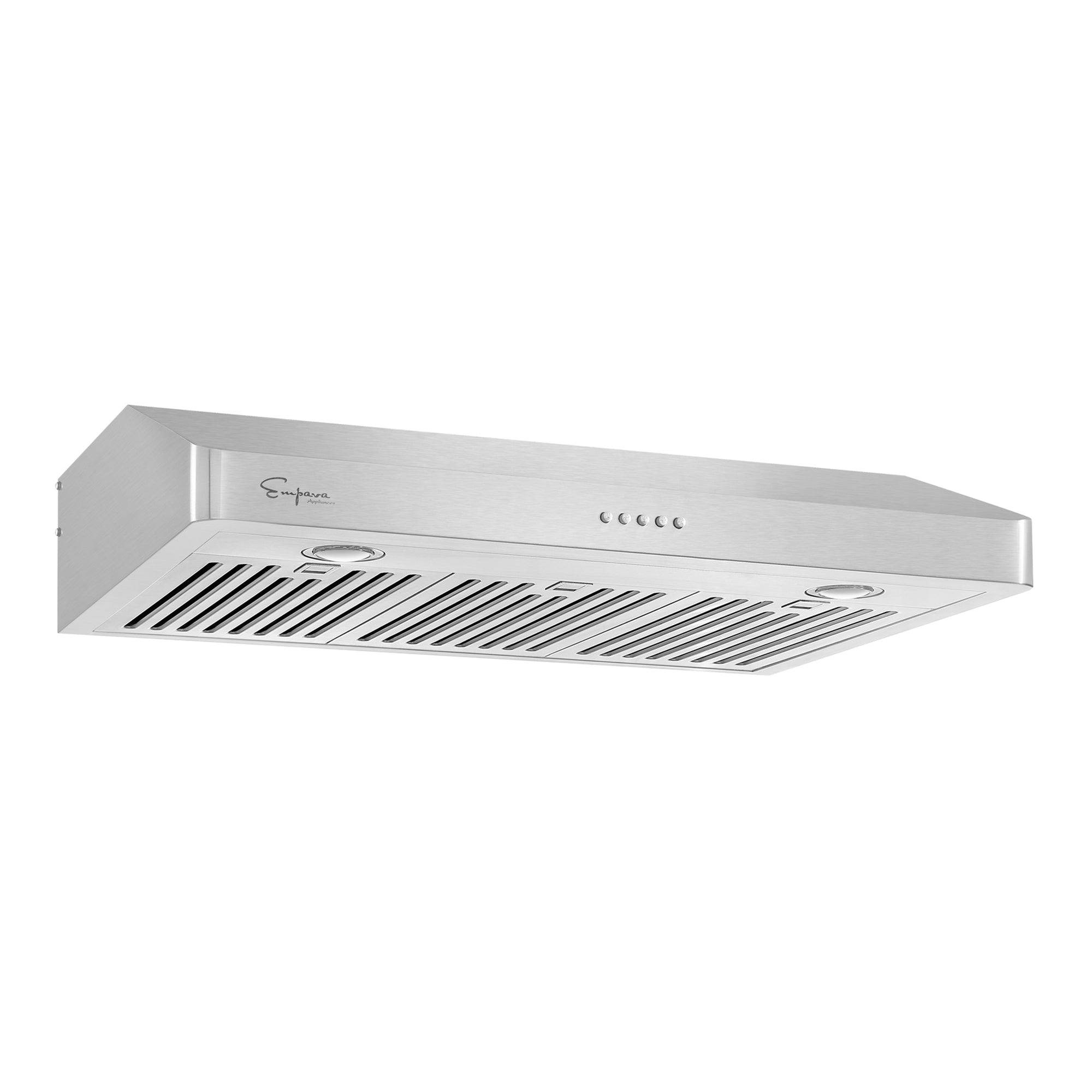 Empava 36RH12 500 CFM ducted under cabinet range hood with button controls and aluminum motors.