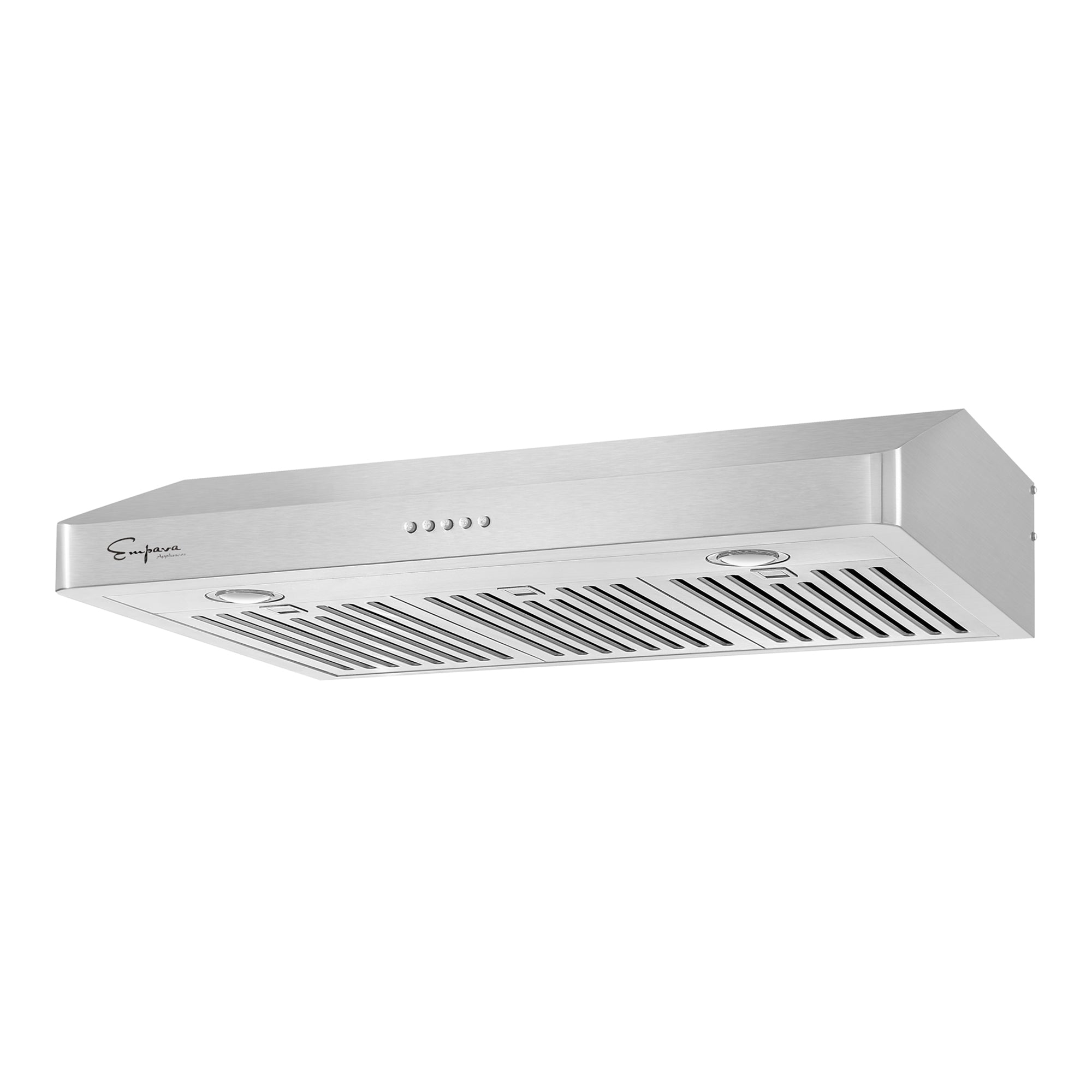 Empava 36RH12 500 CFM ducted under cabinet range hood with button controls and aluminum motors.