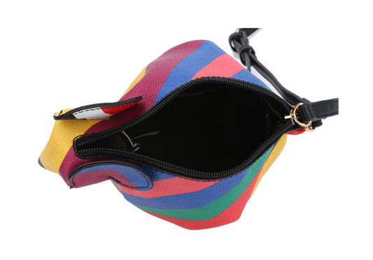 Top Open View of Elephant Crossbody Bag with Secure Zipper Closure