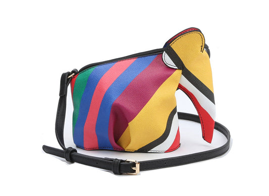 Side View of Faux Leather Elephant Bag showing Adjustable Crossbody Strap