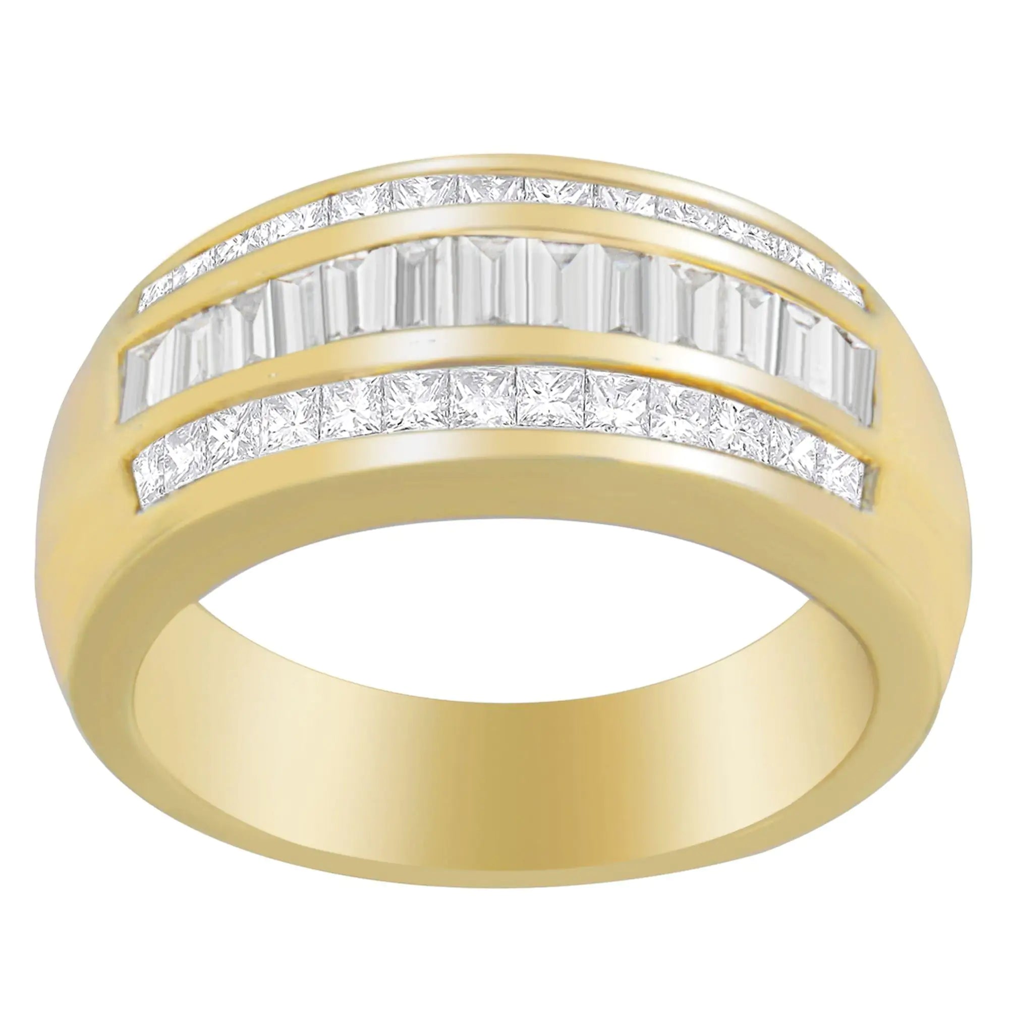 Exquisite 14K Yellow Gold 1ct. TDW Princess and Baguette-Cut Diamond Ring (H-I, SI1-SI2)