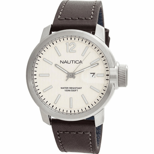 Nautica Men's 'Sydney' Quartz Stainless Steel and Leather Casual Watch