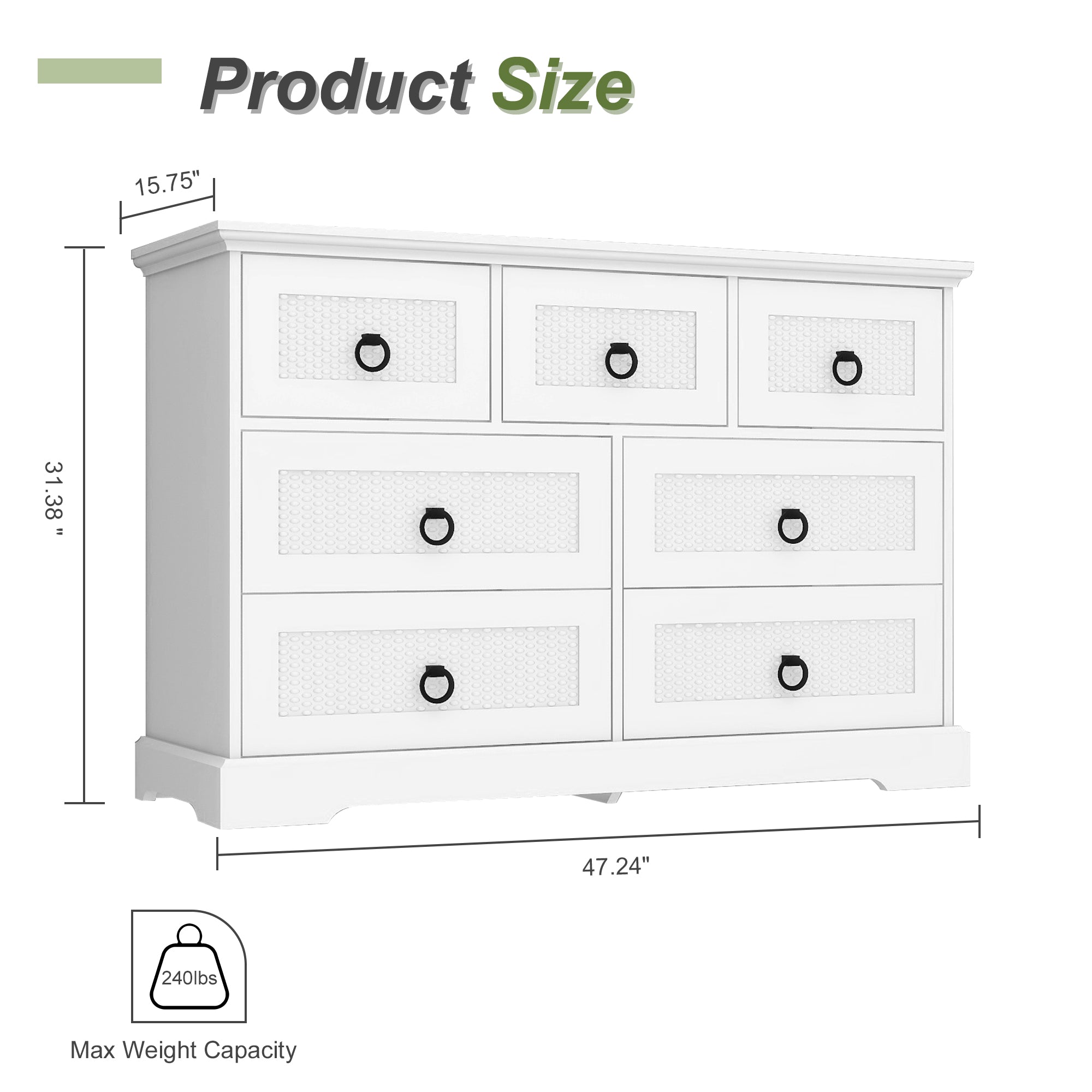 Dimensions of White Modern Dresser Tall Chest of Drawers (Width, Height, Depth)