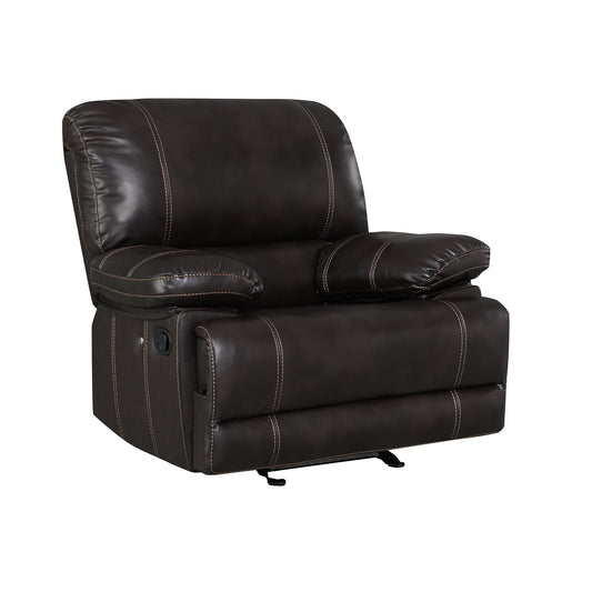 Angled view of the elegant manual reclining theater seat, highlighting the sophisticated design and plush cushions.