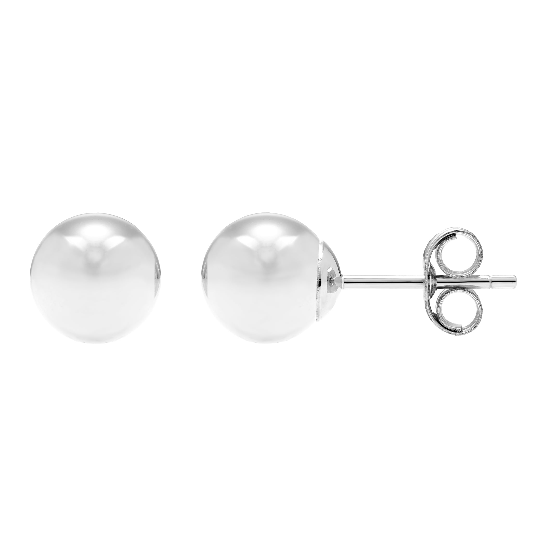 14k White Gold  Hollow Ball Stud Earrings
